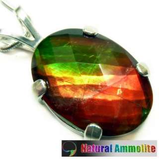 Ammolite Silver Pendant with 18 Chain #7928  