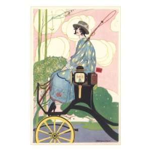  Forlorn Woman Driving Hansom Cab Premium Poster Print 