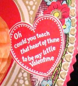 Valentines Day Card Antique Honeycomb stand up   rare to find