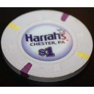  Harrahs Casino Chester, PA, $1.00 Casino Chip Everything 