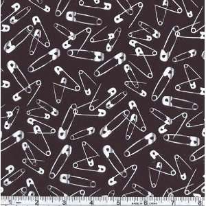   The Notions Safety Pins Jet Fabric By The Yard Arts, Crafts & Sewing