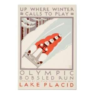  Lake Placid Bobsled Run Vintage Travel Poster