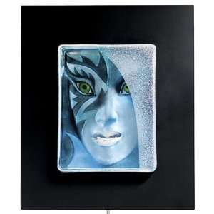  Roxane Blue Artlight Etched Crystal Framed Sculpture