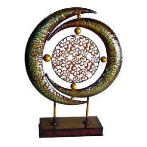  Half Moon and Floral Design Metal Art (Antique Bronze) (18 