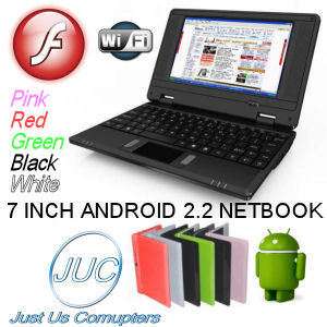 BLACK 7 INCH WIFI Mini Laptop Netbook Computer ANDROID 2.2  