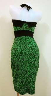 Vintage 50s Dresses Rockabilly Leopard Green Polka XL  