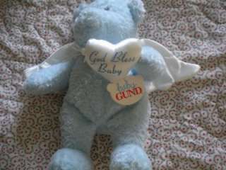 Baby GUND God Bless Baby Blue Angel Teddy Bear Lovey Stuffed Animal 