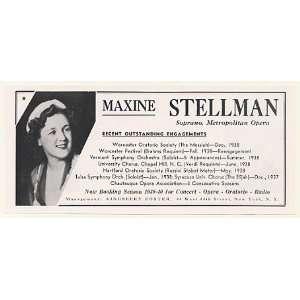  1939 Met Opera Soprano Maxine Stellman Photo Booking Print 