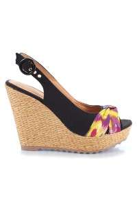Qupid Knotted Slingback Wedge Open toe Black Irena 05  