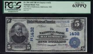 Fr 590 1902 DB $5 National Bank Note PCGS 63 PPQ  