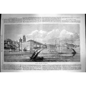  1870 View Asuncion Capital Paraguay Boats Buildings