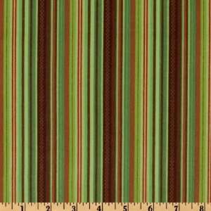  44 Wide Hooty Hoot Kangaroo Flannel Stripes Green Fabric 