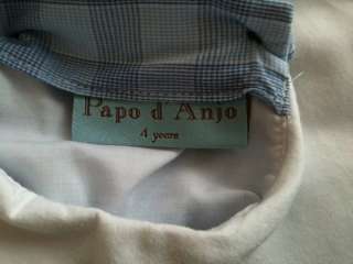 Papo DAnjo Dress Blue Plaid Check Sash Peter Pan Collar 4 4T  