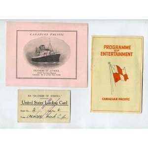  Duchess of Atholl 1937 Abstract of Log Program & Card 