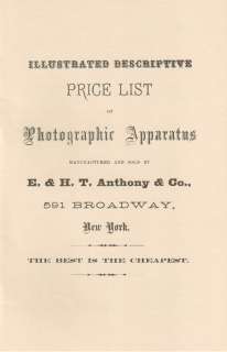   Anthony catalog, 50 pages. Shows many great early Anthony cameras and