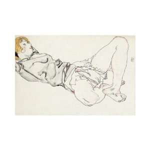  Reclining Woman With Blond Hair by Egon Schiele. size 20 