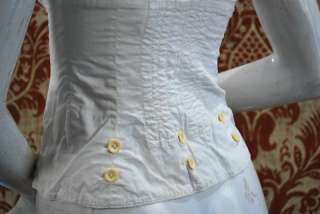 1860 70 ANTIQUE COTTON BODICE CINCHER OR CORSET UNUSUAL FORM WITH 