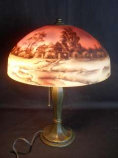 The FINEST Antique Reverse Glass Table Lamp  
