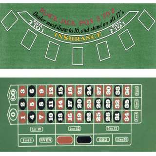 Blackjack & Roulette Layout Table Felt 36 x 72 Green  