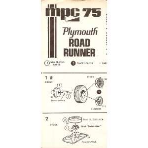  Inst Sheet 1975 Plymouth Road Runner MPC Books