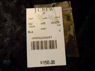 JCrew 769 Madison Sequin Robe Dress 0 $1150 Black Cocktail evening 