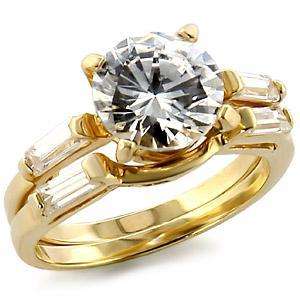 3ct GOLD PLATED WEDDING/ENGAGEMENT RING SET sz 7  