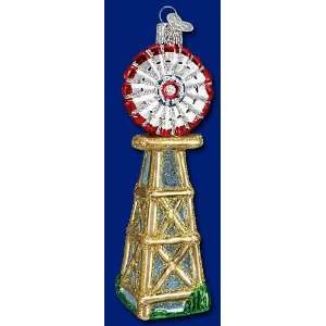   World Christmas glass ornament Farm windmill 5 1/4