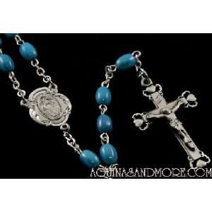    Rosary with Oval Blue Aurora Glass Beads Arts, Crafts & Sewing