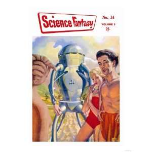  Science Fantasy Robot with Human Friends Giclee Poster 
