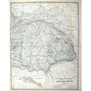  Johnston Antique Map C1877 Austrian Empire Dalmatia Hugary 