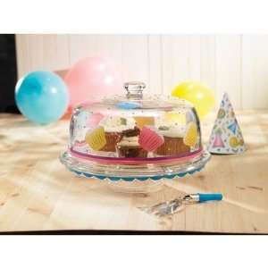   Cupcake Glass Pedestal Cake Plate with Dome Lid
