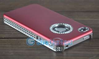 New Deluxe Red Metal Aluminum/Chrome Hard Back Case+Film For iPhone 4 