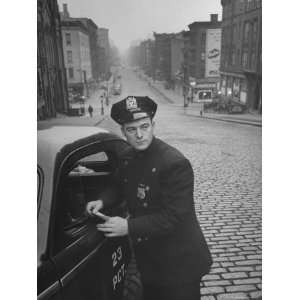  Ny Patrolman James Murphy Standing by His 23 Precinct Squad Car 