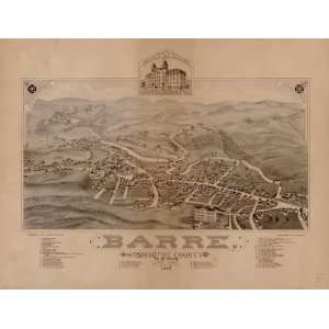  1884 Barre Vermont, Birds Eye Map