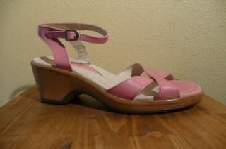 Dansko Arabella Sandals Pink Leather Sz 39 US sz 9 Wedge Shoes Strappy 