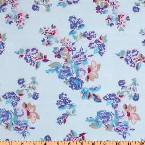  44 Wide Jolie Fleur Shirting Floral Lavender/Blue Fabric 