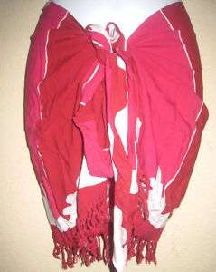 Sarong wrap around Skirt beachwear cover up fuchsia & red Bali IHJ 