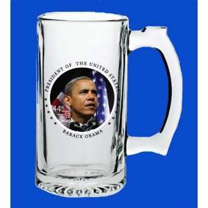   Obama Commemorative Beer Mug Glass Stein   In Stock, Ships Right Away