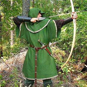   of Sherwood Forest GREEN ARCHER Medieval TUNIC with HOOD New  