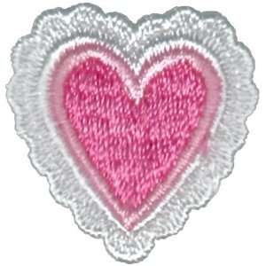  Boutique Iron On Appliques   Pink Heart With Lace Arts 