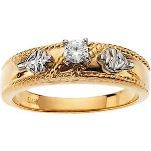  14K Two Tone Gold Engagement Ring   0.12 Ct. Jewelry