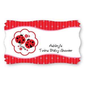  Twin Modern Ladybugs   Set of 8 Personalized Baby Shower Name 