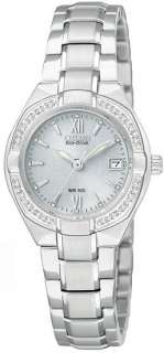 Citizen Eco Drive Diamond Bezel Stainless Steel Womens Watch EW1600 