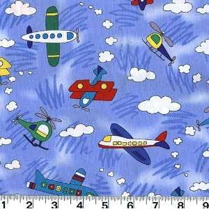    Wide Kidz Airplanes Blue Fabric By The Yard Arts, Crafts & Sewing