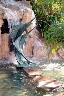 68 Bronze Fountain Florida Marlin Swordfish Leap Jump  