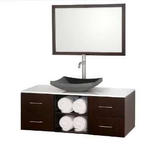Abba 48 Bathroom Vanity Set   Coffee with White Glass Counter and 