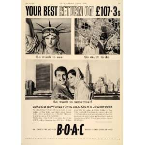  1964 Ad BOAC Air Travel New York City Statue of Liberty 