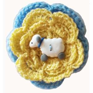    Hand crocheted Flower Pin for Mom   Baby Sheep 