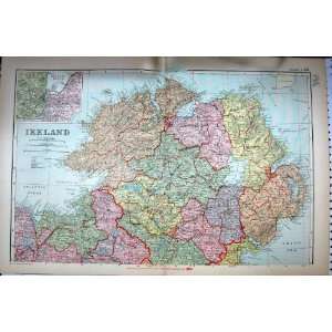  MAP 1895 NORTHERN IRELAND BELFAST LOUGH DONEGAL DUNDALK 