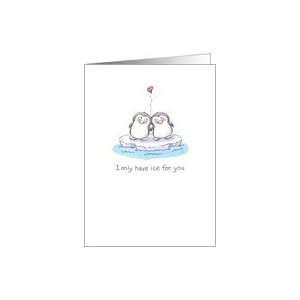 Cartoon Penguin Couple Card